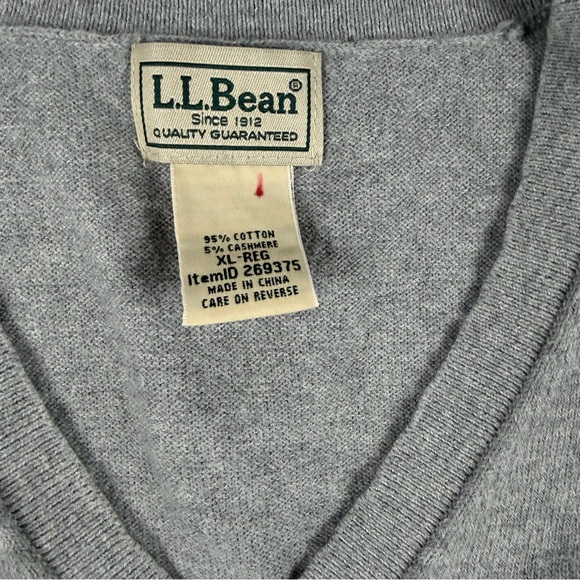 L.L. Bean Vintage Cashmere Blend Gray V-Neck Sweater Vest XL - Picture 3 of 3